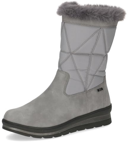 CAPRICE Damen Winterstiefel ohne Absatz Vegan Wasserabweisend, Grau (Grey Comb), 37 EU