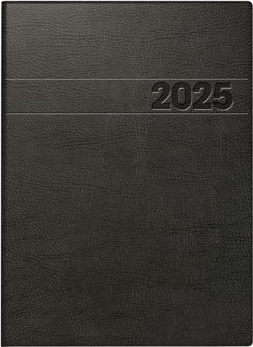 BRUNNEN Buchkalender Modell 796 (2025), 2 Seiten = 1 Woche, A5, 128 Seiten, Schaumfolien-Einband, innen Hartfolie, schwarz