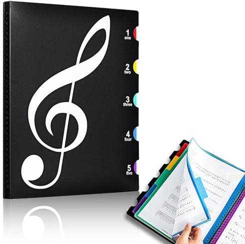 60 Seiten Notenmappe Farbig, A4 Chormappe, Notenmappe für Notenblätter, Notenmappen mit Klarsichthüllen für Musikpartitur, File, Papier filefolder