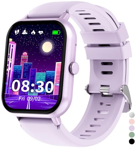 JUBUNRER Smartwatch Kinder Mädchen Jungen Kinderuhr Herzfrequenz Schlaf Schrittzähler Wecker Sport Spiel IP68 Wasserdicht Fitness Tracker Fitnessuhr Kinder Uhr Smart Watch Kids für Teenager Geschenke