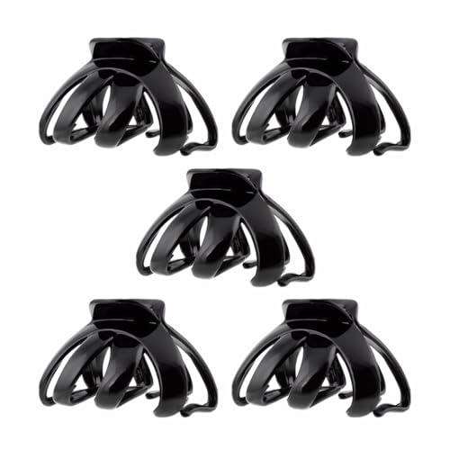 Righe e Pois - 5 pinze per capelli polpo - mollette per capelli grandi - pinza per chignon - PINZA CM 08 POLPO - Fermagli per capelli CONFEZIONE DA 5 (Nero)