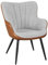 Yaheetech Modern Tub Chair, Fuzzy Boucle Fabric and PU Leather Armchair, Upholstered Vanity Chair with Curved High Back and Mental Legs for Living Room Makeup Bedroom, Grey/Retro Brown