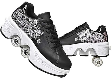 Roller Schuhe, Schuhe mit Rollen rollerskates mädchen Männer, Skateboard Schuhe Bequem Und Atmungsaktiv Quad Skates Verstellbare Rollschuhe Verstecktes Rad Sneaker mit Rollen