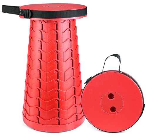 Hesanzol Tragbarer Teleskophocker, einziehbarer Klapphocker für Camping, Garten, Angeln, Wandern, Reisen, Grillen, verstellbare Klapphocker, maximale Traglast 180 kg