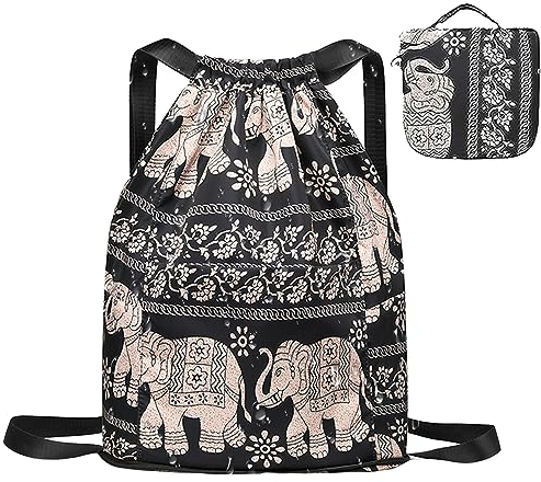 Draw String Fitnessbeutel Frauen Draw String Rucksack Faltbar wasserdichtes Kordelzugbeutel mit vielen Taschen Einfacher nationaler Nylon -Fitness -Sack -Kordel -Bag Style2, Draw String Gymbagentasch