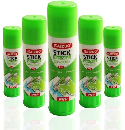 Toaiot 3D Printer Glue Stick Solid Stickers Printing Heat Bed Adhesive PVP Print Filament PLA ABS PET PETG Prevent Warping on Heatbed Easy Release from Glass Build Plate PEI Sheet 5Pcs
