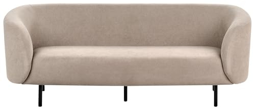 Beliani Sofa 3-Sitzer Taupe Stoff Glamourös im Art-Déco-Stil mit Armlehnen | Beige, Für 3 Personen, Abgerundet, Schaumstoff-Füllung, Elastische Gurtbänder, Sitzhöhe 40 cm, 200 x 70 x 79 cm