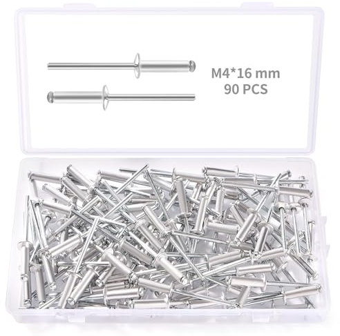 YIXISI 90 Stücke M4x16 mm Aluminium Blindnieten, Große Flansch Blindnieten, Dome Blind Nieten, für Metall Holz Aufbewahrungsbox Möbel Kunststoff