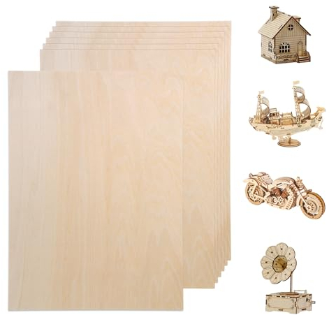 7 láminas de madera contrachapada A4 de 3 mm, 300 x 200 mm, madera para manualidades, madera de tilo, contrachapada, placas finas de madera para pintar, pirograbado, corte láser, manualidades,