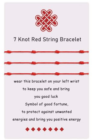 VU100 Rotes Tibetisches Glücksarmband für Familie - 7 Knoten Verstellbares Handgemachtes Armband - Weihnachten Geburtstag Geschenk für Paar Freunde