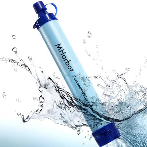 Personal Water Filter Straw,Outdoor Portable Filtration Emergency Survival Gear,Water Solutions Tactical,Gear for Hiking Camping Accessories,Travel Hunting Fishing Outing - 1 Pack