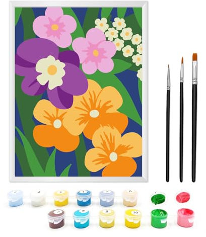 Zimrobin Malen Nach Zahlen ab 7 8 9 Jahre Mädchen, Malen Nach Zahlen für Kinder mit Rahmen 3 Pinsel und Acrylfarben, 18 X 24cm(Herrliche Orchideen)