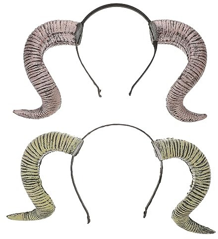 Mikinona 2sets Halloween Horn Hair Hoop Ram Horns Headband Cosplay Headdress for Parties 2pcs*2