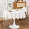 MYSKY HOME Rund 140 cm Durchmesser Tischdecken Abwaschbar Leinenoptik Beige Fransen Tischtuch Wasserabweisende Tischwäsche Klein Gartentischdecke Table Cloth für Camping, Hochzeiten, Geburtstag