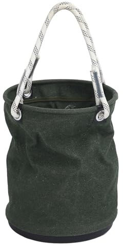 Agatige Leinwand-Eimer-Werkzeug, weit öffnender, gerader Wand-Werkzeugeimer, 40 x 30 cm, 30 kg tragender Kunststoffboden, Nägel, Bolzen, Werkzeug mit schwarzem geformtem Boden für (Grün)