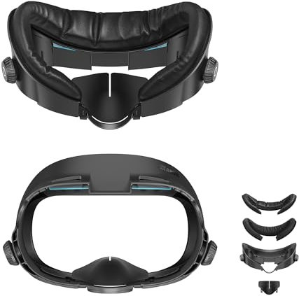 AMVR Verbessertes Comfort Face Cover Pad Facial Interface Kompatibel mit Meta/Oculus Quest 3 Zubehör, mit verstellbarem Drehknopf, mit PU Face Cushion Pad und Ice Silk Cotton