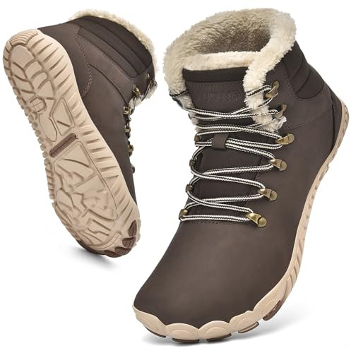ZDQ Stivali da Neve Donna Uomo Invernali Caldo Scarpe Moda Antiscivolo Stivaletti Marrone 45