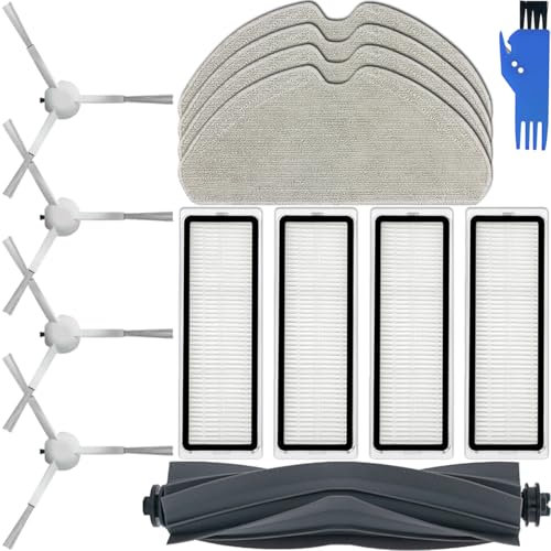 EATBALE D10s Pièces de rechange Accessoires pour Dreame D10s /D10s Pro Robot Aspirateur Set, 1 x Brosse principale en caoutchouc, 4 x brosses latérales, 4 x lingettes pour vadrouille, 4 x filtres HEPA