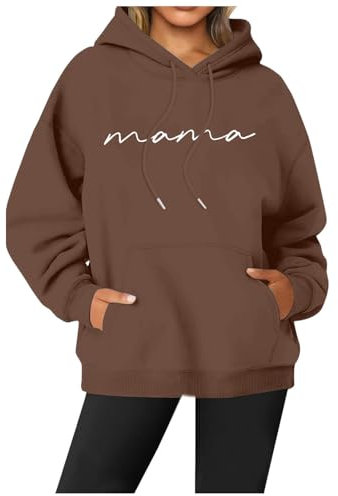 Generisch Oversize Kapuzenpullover Damen Streetwear Pullover Pulli Kapuzesweatshirt Mode Y2K Winter Langarm Briefe Drucken Hoodie Buchstaben Aufdruck Locker Lässig Sweatshirt mit Kapuze