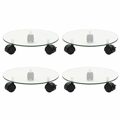 Homgoday Pflanzenroller, 4 Stück, 28 cm, gehärtetes Glas, rund, Pflanzenständer, Haus & Garten