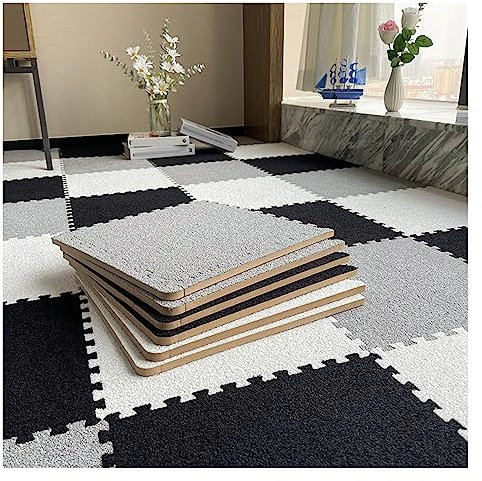 100 Pcs Interlocking Foam Mats, Plush Puzzle Floor Mat,Interlocking Floor Carpet Tiles With Border, Area Rug For Bedroom,12X12 Inch