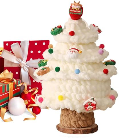 Albero di Natale all'uncinetto, albero di Natale all'uncinetto, ornamenti decorativi da tavolo per albero di Natale, ornamenti natalizi per albero, centrotavola da tavola