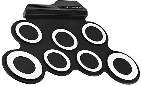 Funien Kompakte Größe Tragbare Digitale elektronische Roll Up Drum Set Kit 7 Silikon Drum Pads USB angetrieben mit Drumsticks Fuß Pedale 3,5 mm Audio-Kabel für die Praxis Anfänger Kids