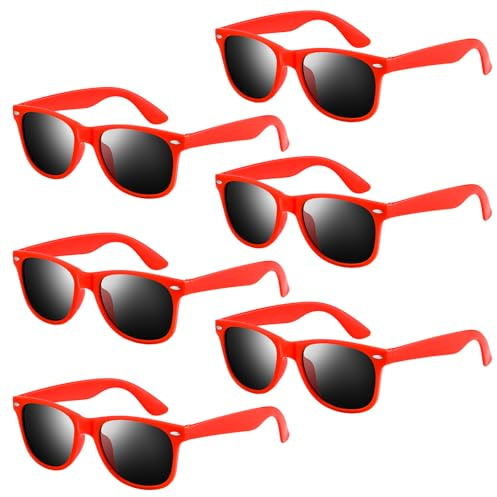 NEBURORA 12 Pack Red Neon Sunglasses Bulk Retro Colorful Party Glasses for Adult Men Women Birthday Wedding Summer Beach Pool Party Supplies