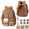 Wood Homing Capybara Sac d'école avec bandes réfléchissantes de grande capacité pour garçons et filles Sac à dos avec carte badge et porte-clés étanche multi-compartiments pour étudiants et enfants