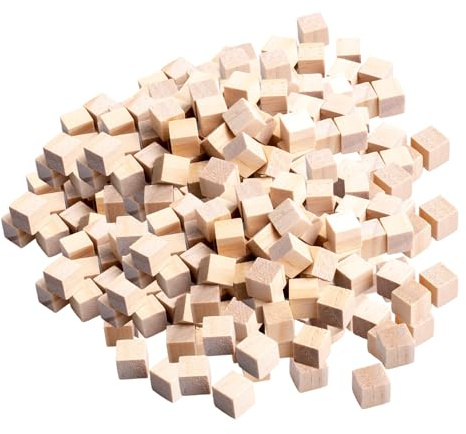 500 Stück Holz Würfel Blanko 10mm Holzwürfel Quadratische | Holzblöcke DIY Natur Holzklötze Kleine Holzquadratblöcke für Malen Handwerk Schnitzen Bausteine