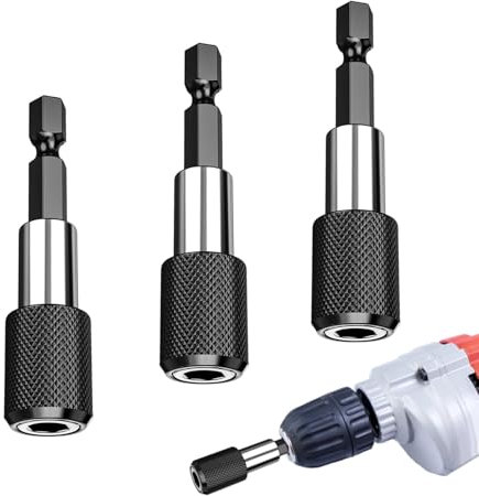 Nevoluxer Bithalter Magnetisch 1/4 60mm, 3 Stück Bithalter Akkuschrauber Set, Schnellwechsel Bit Halter für Makita, Metabo, Bosch, Dewalt, Für Bohrmaschinen & Schraubendreher