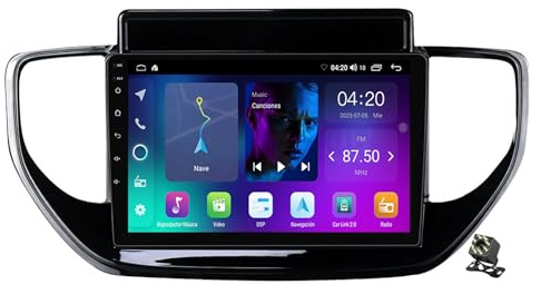 OAUSZC 9 Pantalla Radio de Coche Navegación GPS para Hyundai Solaris 2 2020-2021 Android 13 Autoradio con Bluetooth/FM/WiFi/4G/DSP/Controles del Volante Carplay+Cámara Trasera,Nf1/1+32g