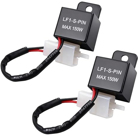 2 Stück Blinkrelais 2 Polig 12V, Universal LED Blinker Relais, Motorrad Blinkgeber, Lastunabhängig, Wasserdichtes Blinkrelais mit einstellbarer Blinkfrequenz, Ersatzteil für Moped, Roller, ATV, Quad