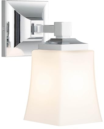 XiNBEi Lighting Wall Lights Indoor with White Glass for Bedroom, Chrome | Modern Bathroom Sconce, E27 Socket, Hardwired, Glass Wall Lights for Living Room Dining Room Corridor Bedside Loft Kitchen