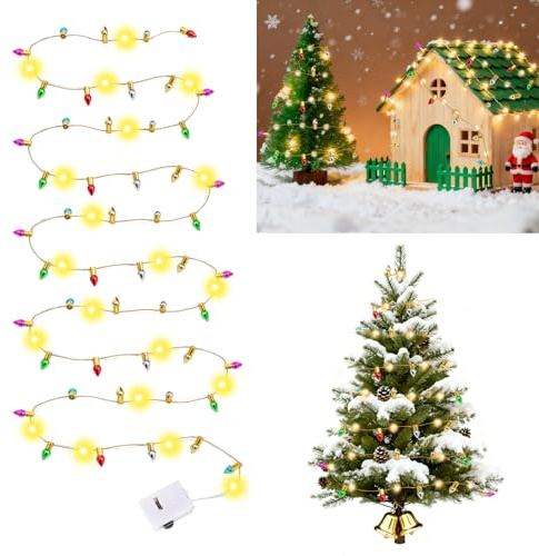 IWTBNOA Wichtel Lichterkette Miniatur Led, 2M Wichtel Zubehör, Miniatur Lichterkette Wichtelhaus Puppenhaus Zubehör Weihnachten für Weihnachtsdeko Puppenhaus Möbel Geschenk