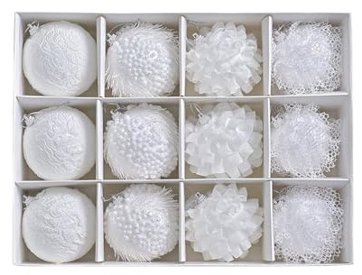 Palline di Natale decorative all'uncinetto, 12 pezzi palle di Natale decorative in plastica infrangibili da appendere per albero di Natale, feste, matrimoni