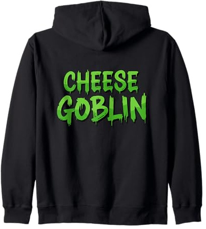 Cheese Goblin Funny Slice Cheddar Gouda Mozzarella Cheese Zip Hoodie