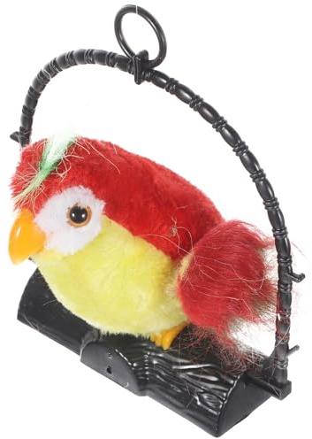 Abaodam Loro Colgante Eléctrico Rojo Función de Grabación y Repetición, Juguete Educativo para Mayores de 4 Años, Juguete Parlante Interactivo de Aprendizaje Temprano sin Batería,