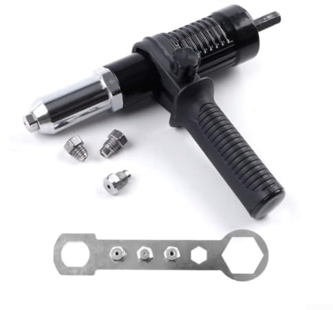 Eawfgtuw Elektrisches Nietwerkzeug-Adapter-Set mit geschmiedetem Kopf aus legiertem Stahl und ABS-Griff, für Akku-Bohrmaschinen für 2,4 mm bis 4,8 mm Nieten, geräuscharmes Design für Werkstatt