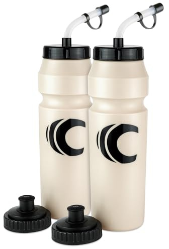 Cannon Sports 1 Liter Sports Water Bottle, BPA-Free, 34 Oz Capacity, Large Mouth, 2 lids (Straw and Squeeze), Great For Helmet Sports Such As Hockey, Lacrosse, Football, Boxing (Natural)
