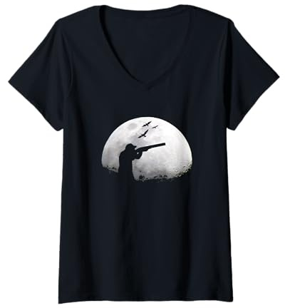 Damen Tontauben Skeet Flinte Schütze Sportschützen T-Shirt mit V-Ausschnitt