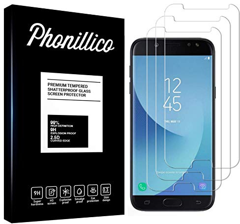 PHONILLICO [Pack de 3] Verre Trempe pour Samsung Galaxy J5 2017 SM-J530 - Film Protection Ecran Verre Trempe Ultra Resistant [Lot de 3] Vitre Protecteur Anti Rayure Sans Bulle d’Air Dureté 9H
