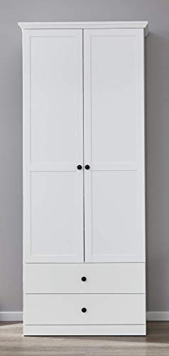 Newfurn Garderobenschrank Mehrzweckschrank Landhaus Garderobe Schuhschrank Flurschrank Schrank II 81x196x 41 cm (BxHxT) II [Mikka.twentythree] in Weiß Dekor/Weiß Dekor Flur Diele