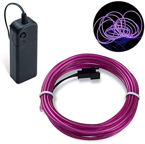 COVVY Wasserdicht Flexibel 3M 9 FT Neon Beleuchtung Lichtschlauch Leuchtschnur EL Kabel Wire mit 3 Modis für Disco Party Kinder Halloween Kostüm Kleidung Weihnachtsfeiern (Lila, 3M)