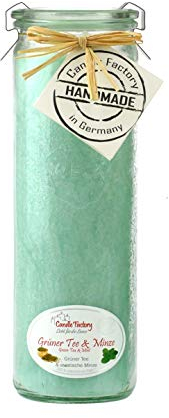 Candle Factory Big-Jumbo Kerze Glas mit Duft in tollen Farben Mit Duft Big-Jumbo Grüner Tee & Minze