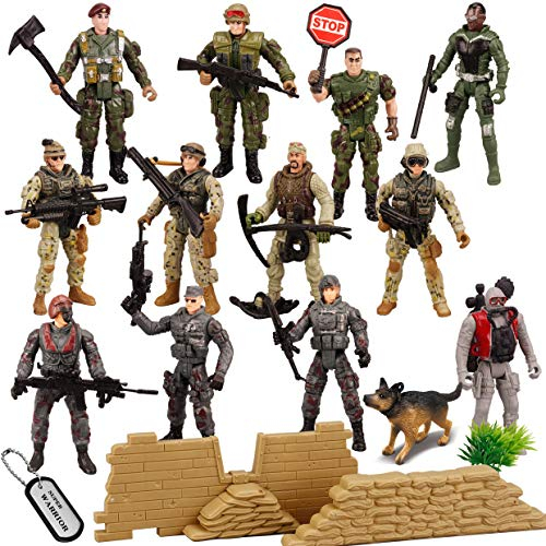 JOYIN 16 pezzi Giocattoli militari Set gioco soldati Figure forze armate con 12 figure d'azione realistiche