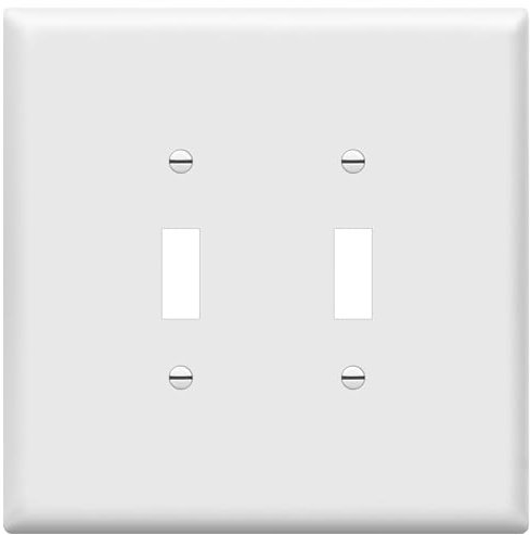 ENERLITES Cubierta grande para interruptor de palanca doble, placa de pared grande para interruptor de luz de dos bandas, acabado brillante, 2 bandas de 5.5 x 5.5 pulgadas, policarbonato termoplástico