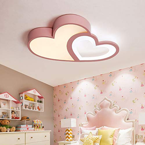 FUMIMID LED Kinder Schlafzimmer Deckenleuchte Karikatur Liebes Deckenlampe Mit Fernbedienung Dimmbare Acryl Licht Modernen Kindergarten Raum Prinzessin Beleuchtung Lampen 24W,Rosa