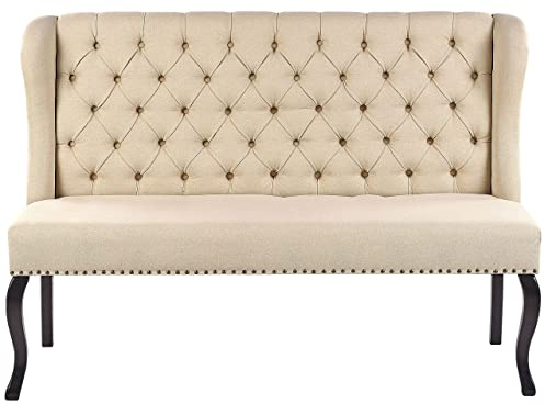 Beliani Modernes 2-Sitzer Küchensofa Polsterbezug beige Holzbeine Ohrensofa Torsby