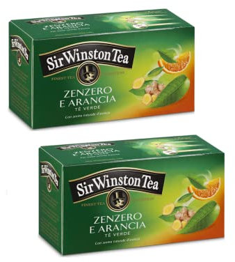 Sir Wiston Tea Tè Verde con Zenzero e Arancia - 2 x 20 Bustine di Tè (70 Grammi)